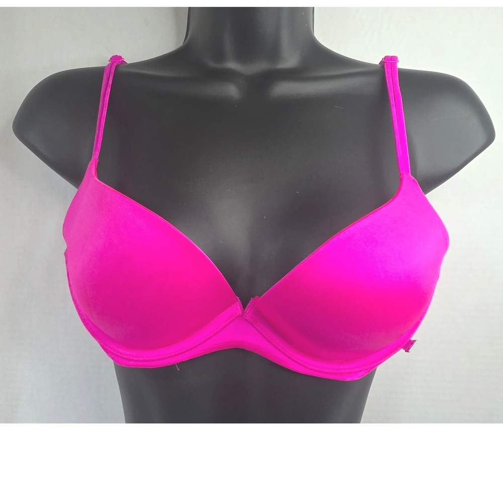 Victoria's Secret Very Sexy Lightly Lined Plunge Bra Neon Pink Underwire 32D